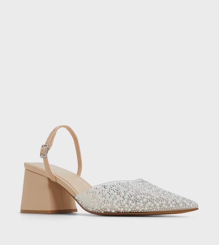 SAMIRAA Pearl Embellished Pumps