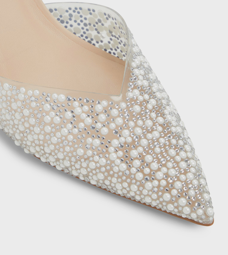 SAMIRAA Pearl Embellished Pumps