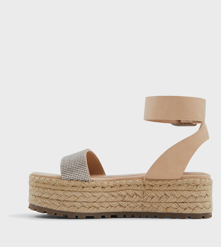 SANDRIINE Ankle Strap Platform Espadrilles Sandals