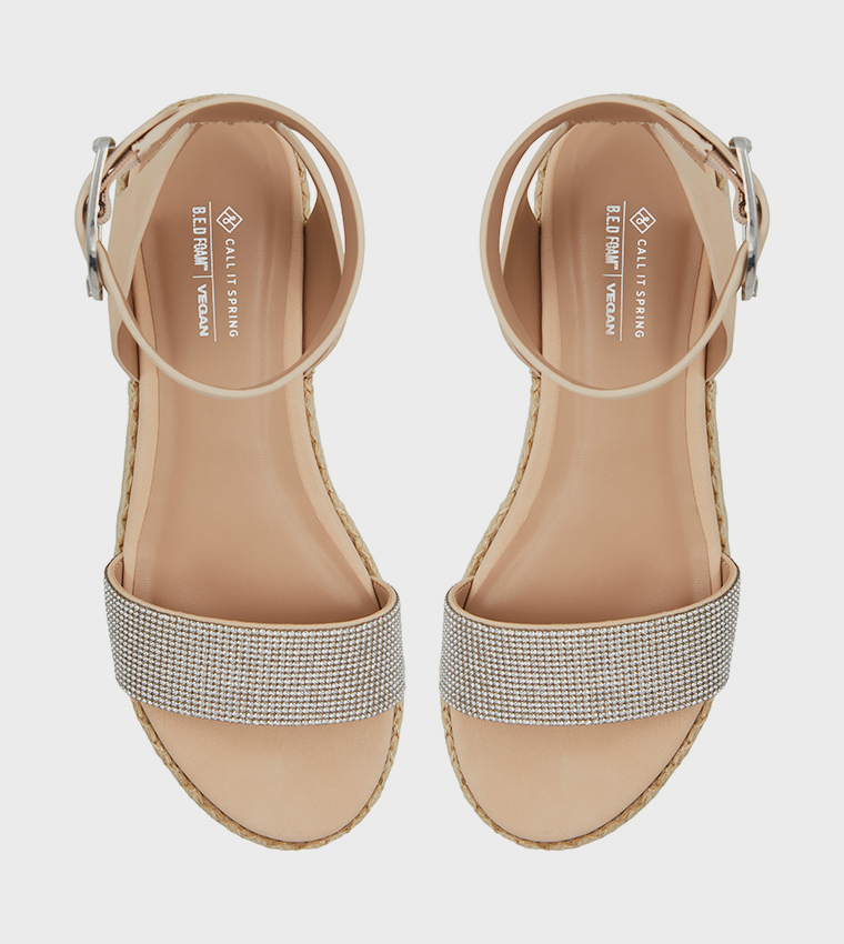 SANDRIINE Ankle Strap Platform Espadrilles Sandals