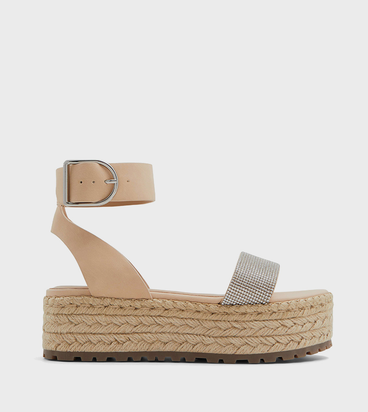 SANDRIINE Ankle Strap Platform Espadrilles Sandals
