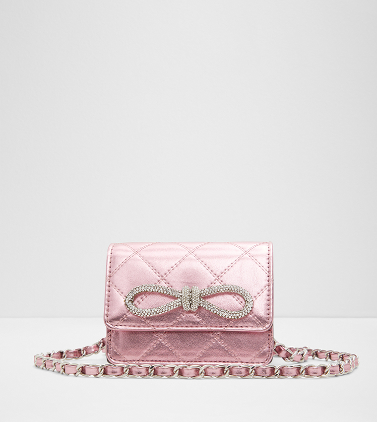 ALDO Sapphire mini crossbody bag with embellished bow in pink