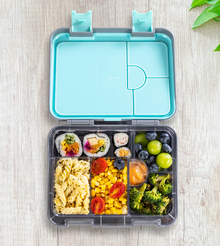 6 & 4 Convertible Bento Steel Spoon & Fork Set and Alphabets Sticker Lunch Box Set