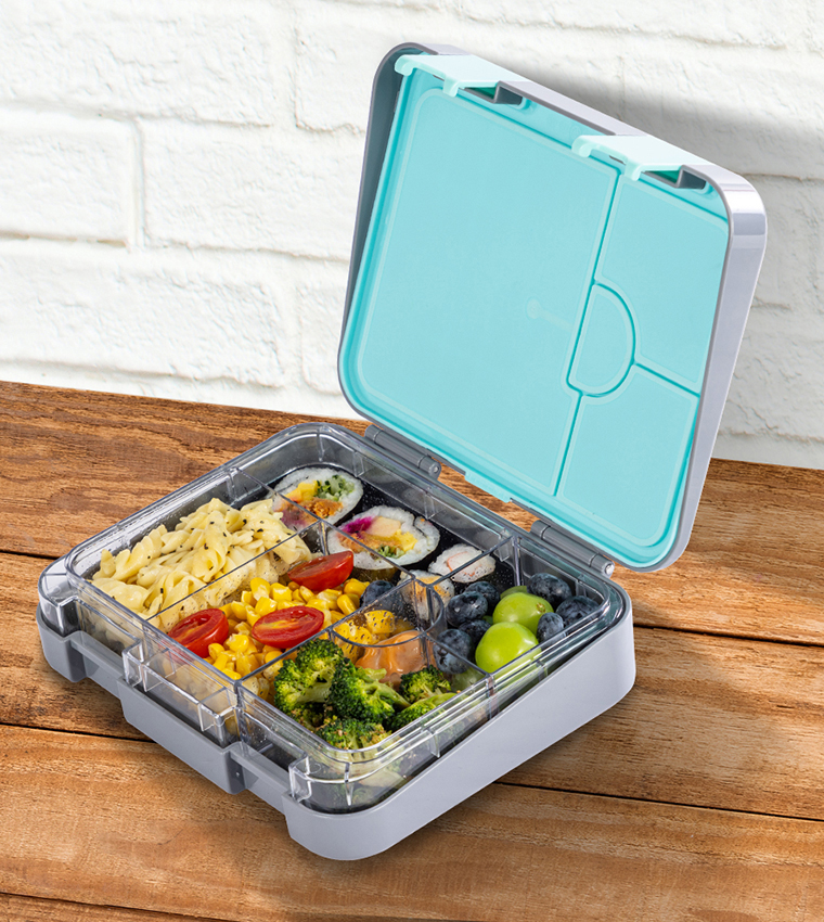 6 & 4 Convertible Bento Steel Spoon & Fork Set and Alphabets Sticker Lunch Box Set
