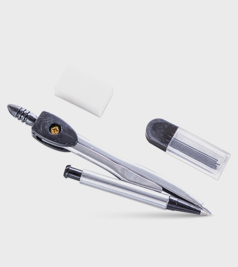 طقم هندسي مسطرة، منقلة، فرجار وممحاة - 7 قطع