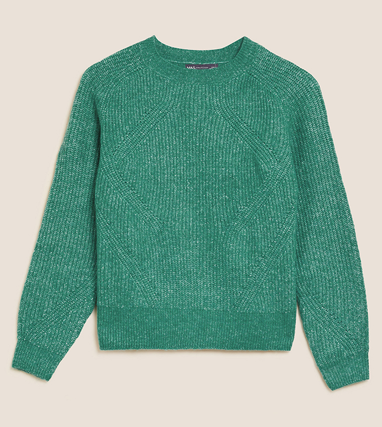 Buy Marks Spencer Ribbed Crew Neck Relaxed Jumper In Green 6thStreet UAE