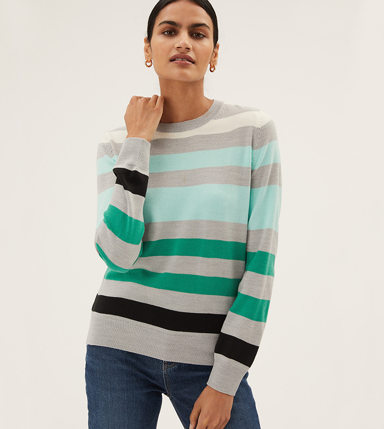 Marks and spencer striped jumper best sale