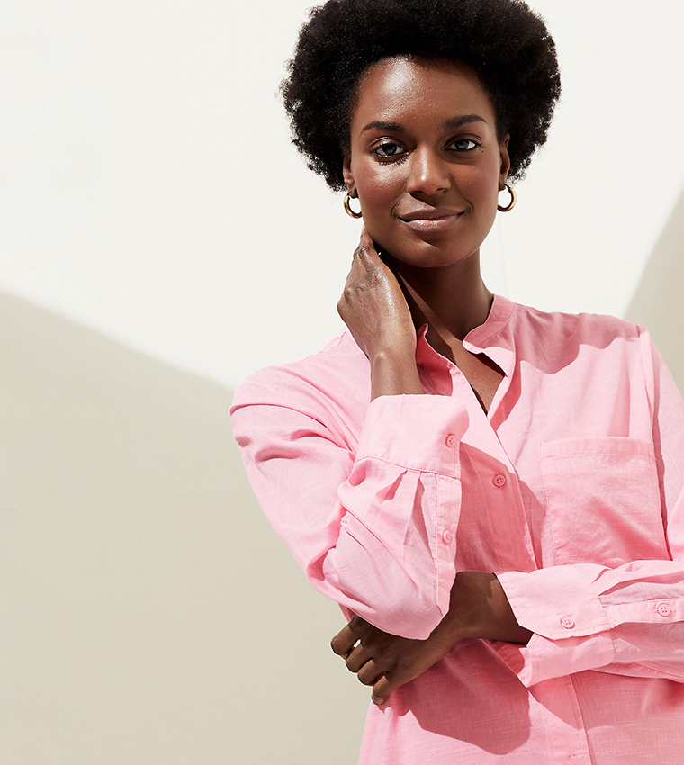 Buy Marks Spencer Solid Long Sleeves Shirt In Pink 6thStreet Bahrain