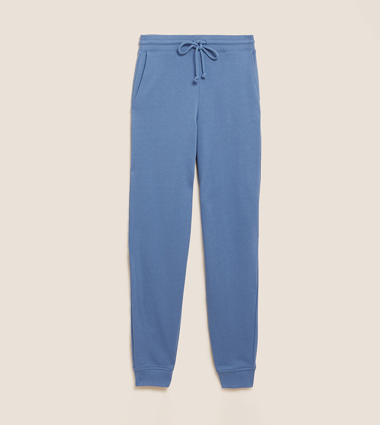 Buy Marks & Spencer The Cotton Rich Cuffed Joggers(Regular) In Blue