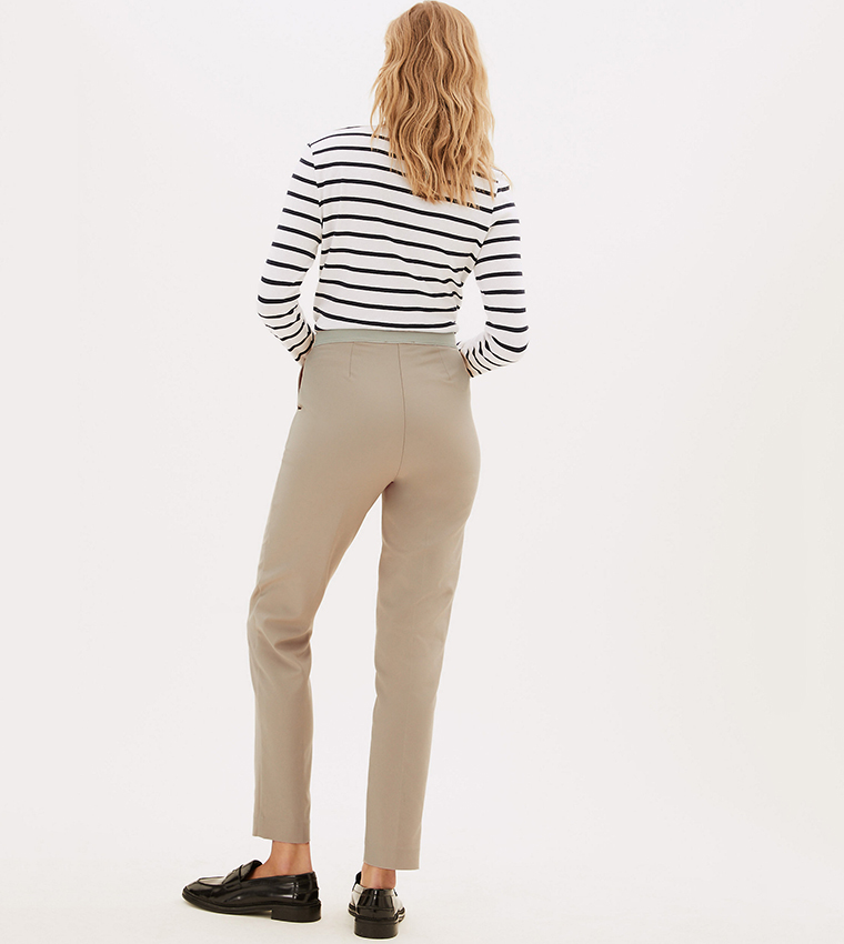 Buy Marks u0026 Spencer Cotton Blend Slim Fit Ankle Grazer Trousers(Regular) In  Tan | 6thStreet Kuwait