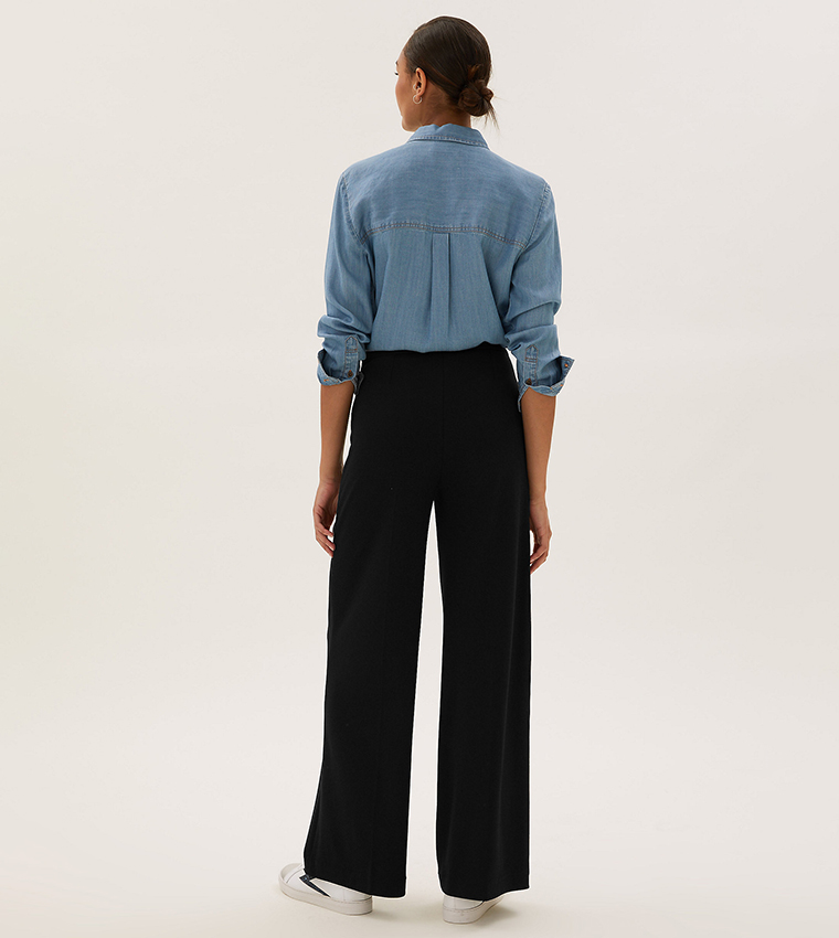 Jersey Wide Leg Trousers with Stretch-31 inches(Regular)
