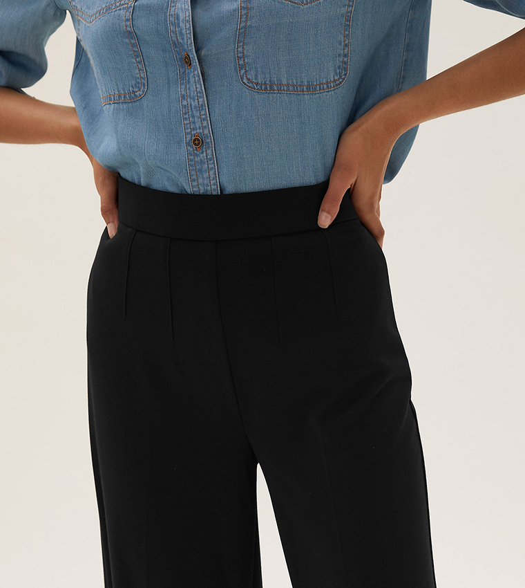 Jersey Wide Leg Trousers with Stretch-31 inches(Regular)