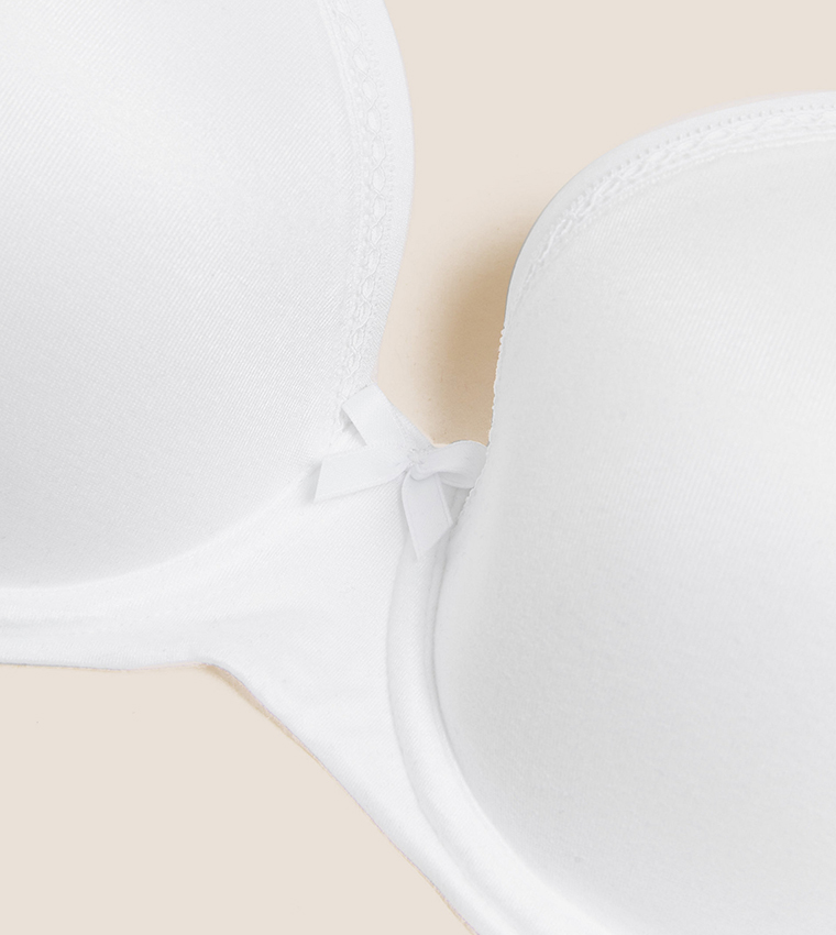 Buy Marks & Spencer Sumptuously Soft FC Lace Trim T Shirt Bra In White