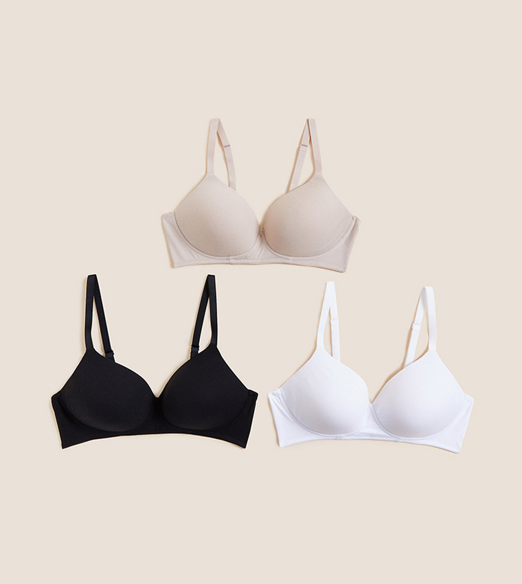 Buy Marks & Spencer Pack Of 3 Non Wired T Shirt Bras In Pink