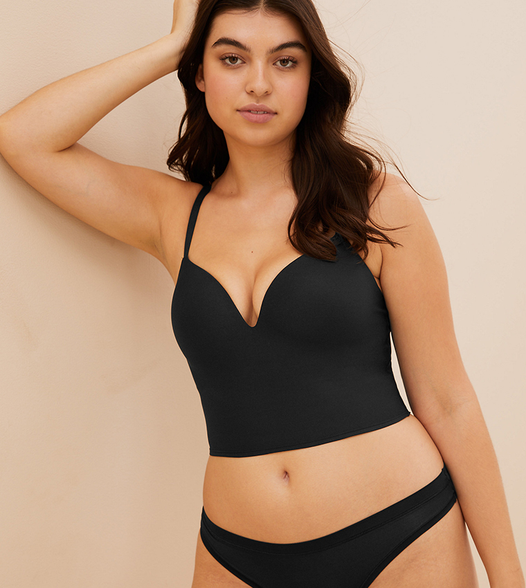 Buy Marks & Spencer Women's Body Smoothing Padded Non Wired Longline  Bralette, Black, 36DD at