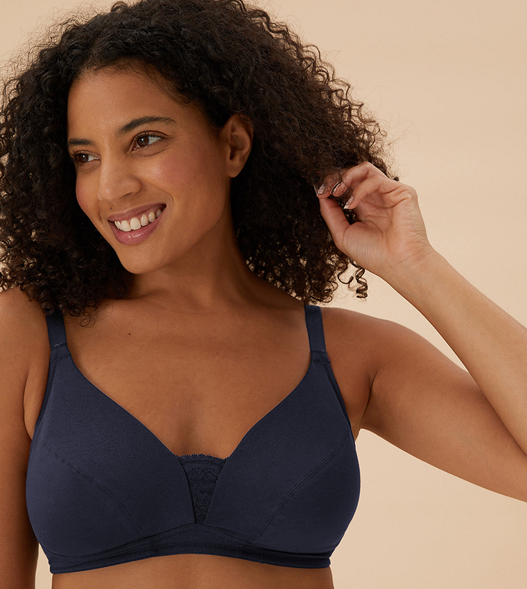 Buy Marks & Spencer 3 Pack Cotton Non Wired Full Cup Bras In Multiple Colors