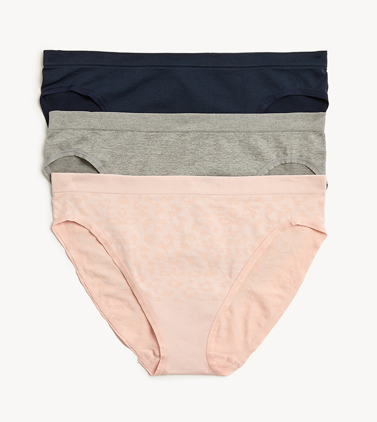 Buy Marks & Spencer Pack Of 3 High Leg Seamless Briefs In Multiple Colors