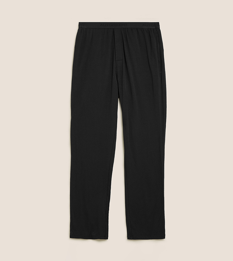 Buy Marks Spencer Premium Cotton Supersoft Pyjama Bottoms In Black 6thStreet UAE
