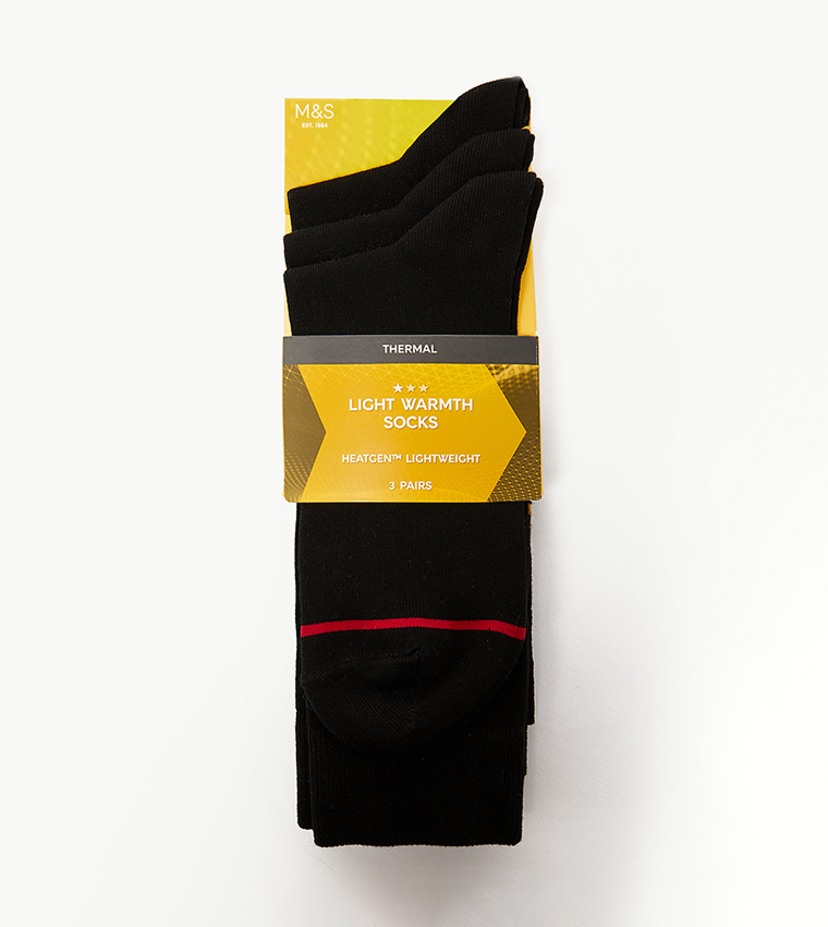 Buy Marks Spencer 3 Pack Light Warmth Thermal Socks In Black 6thStreet Bahrain