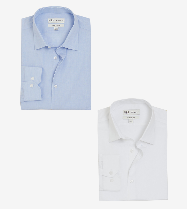 Pack of 2 Regular Fit Pure Cotton Shirts