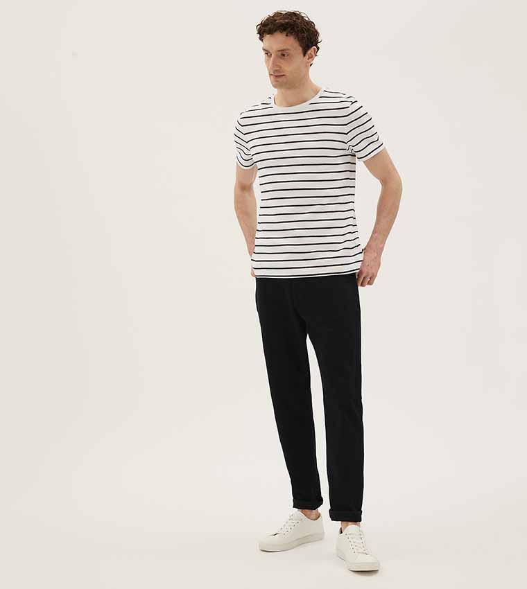 Buy Marks Spencer Tapered Fit Cotton Rich Stretch Jeans In Black 6thStreet Bahrain