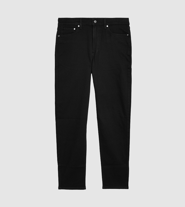 Buy Marks Spencer Tapered Fit Cotton Rich Stretch Jeans In Black 6thStreet Bahrain