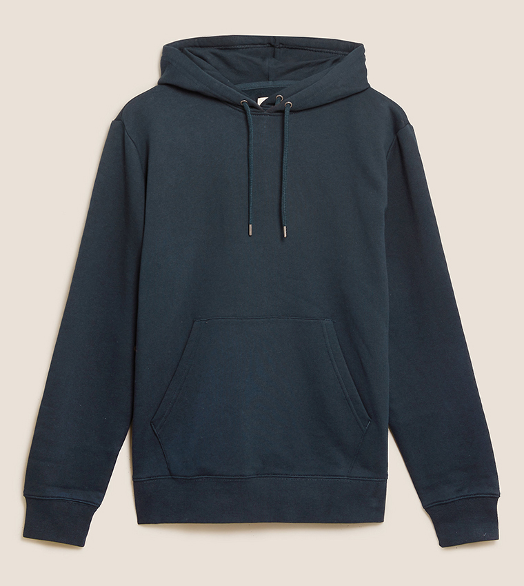 Buy Marks Spencer Pure Cotton Hoodie Standard In Blue 6thStreet Bahrain