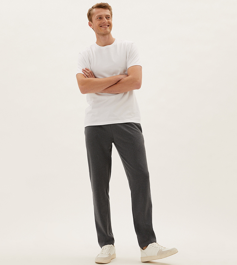 Buy Marks & Spencer Cotton Rich Straight Leg Joggers (Short) In