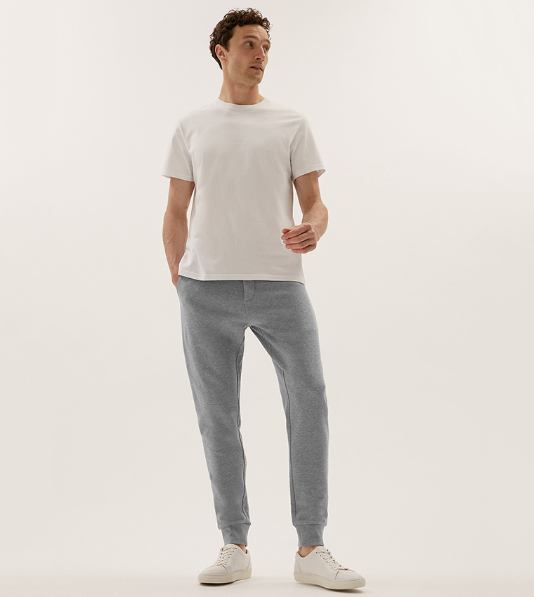 Buy Marks Spencer Pure Cotton Drawstring Waist Joggers In Grey 6thStreet UAE