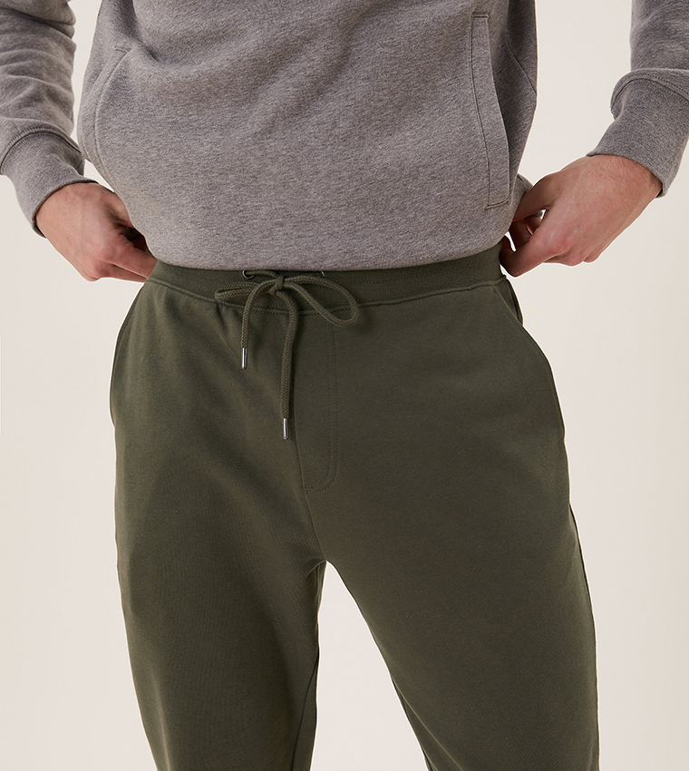 Buy Marks Spencer Pure Cotton Drawstring Waist Joggers In Green 6thStreet Bahrain