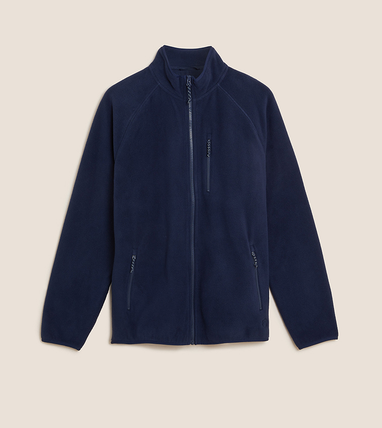 Buy Marks Spencer Zip Up Micro Fleece Jacket Regular In Blue 6thStreet Bahrain