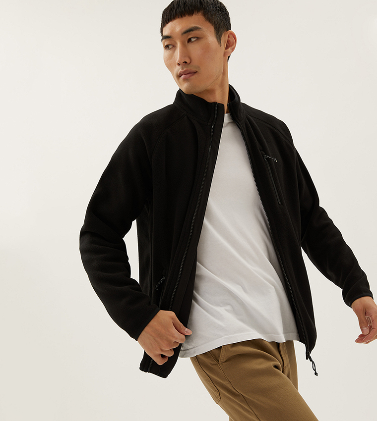 Buy Marks Spencer Zip Up Micro Fleece Jacket Regular In Black 6thStreet Bahrain