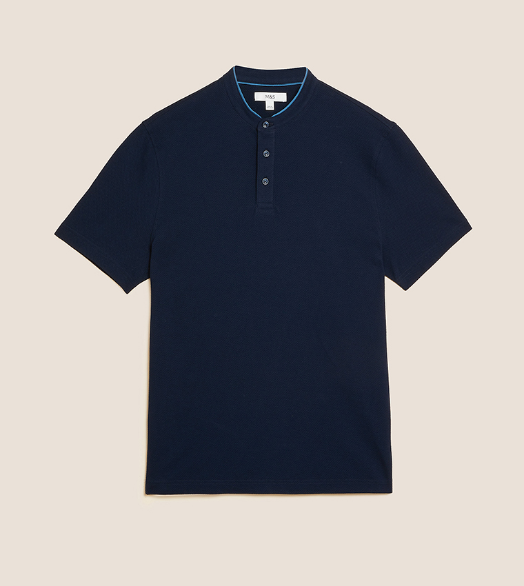 Grandad collar polo shirt online