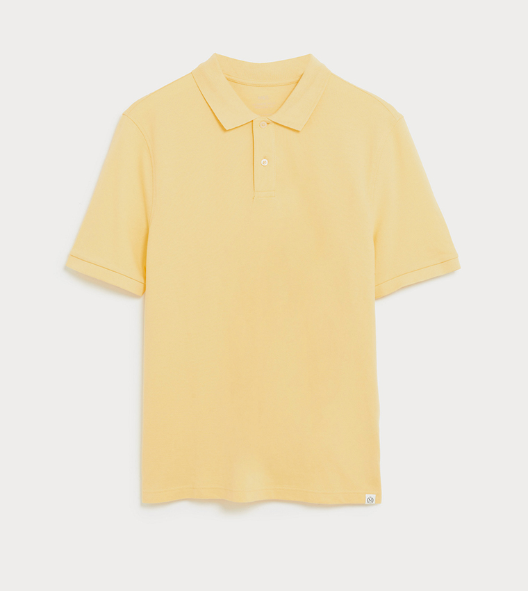 Buy Marks Spencer Pure Cotton Pique Polo T Shirt Regular In Yellow 6thStreet Bahrain