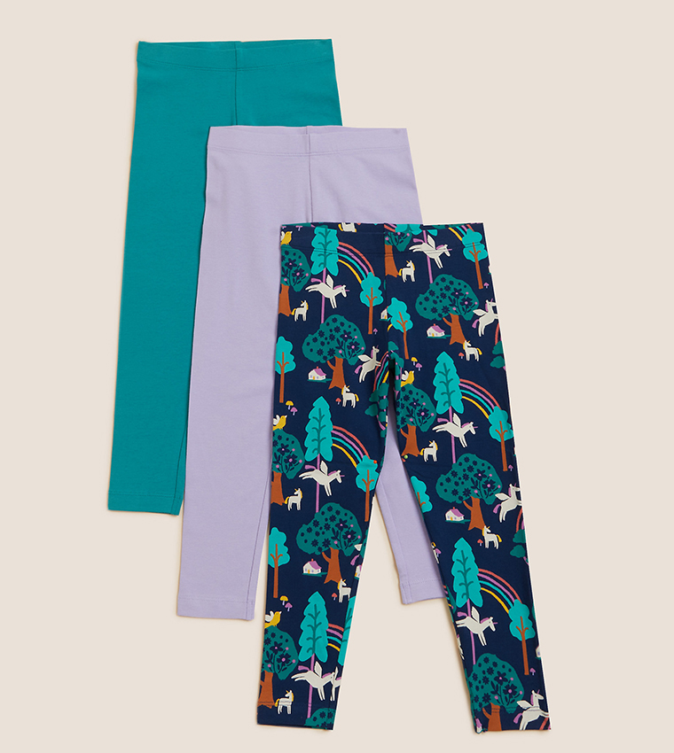 Buy Marks Spencer 3 Pack Cotton Rich Unicorn Leggings In Multiple Colors 6thStreet Bahrain