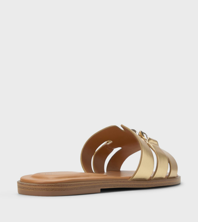 SERINNA Metallic Metal Detail Flat Sandals