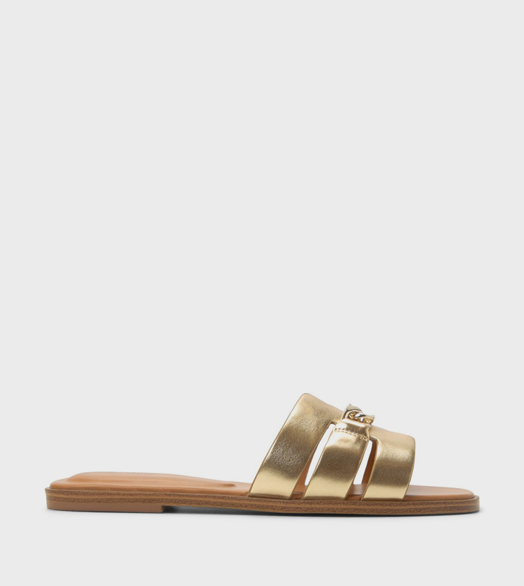 SERINNA Metallic Metal Detail Flat Sandals