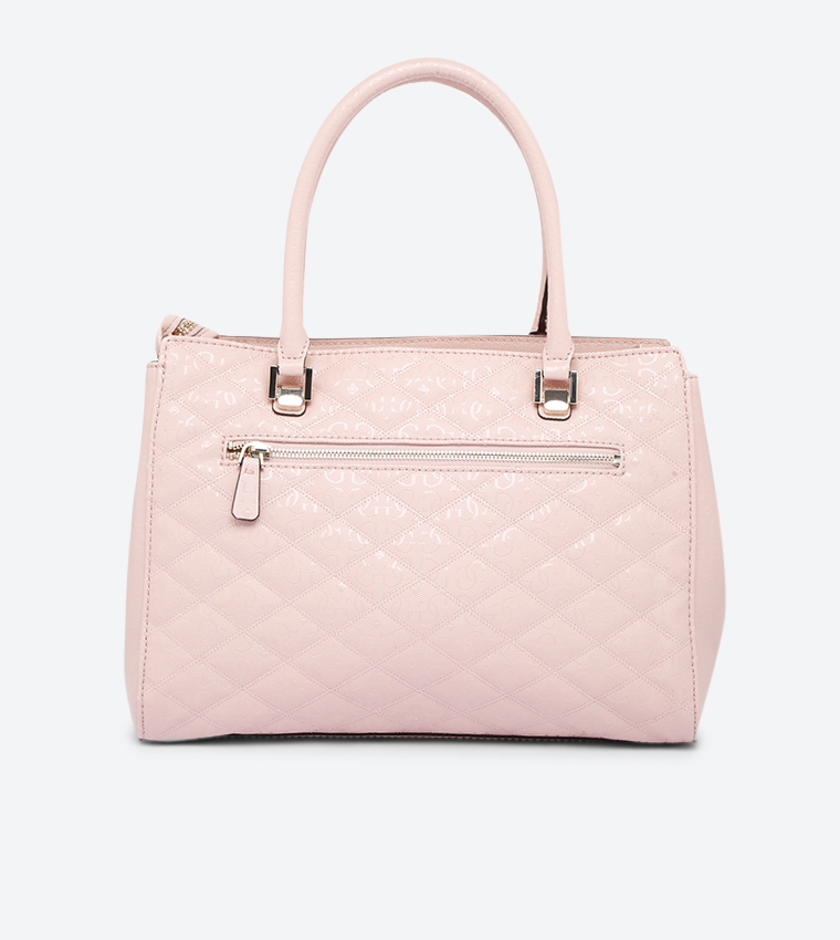 Buy Guess Astrid Pom Pom Details Quilted Luxury Satchel Bag Blush In Blush 6thStreet UAE