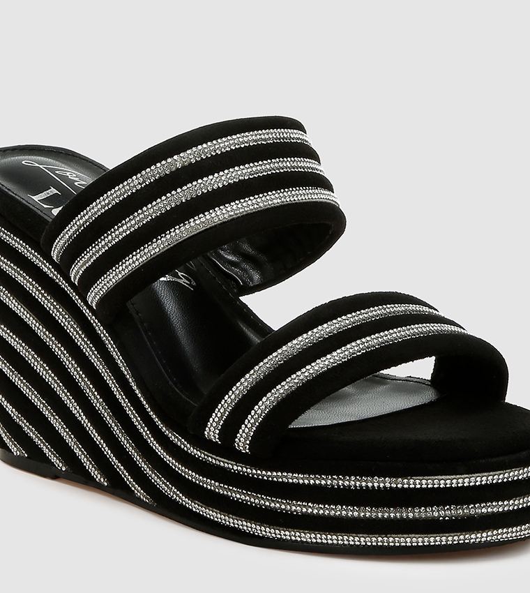 London Rag Wedge Buy London Rag Embellished Wedge Sandals In BLACK | 6thStreet UAE