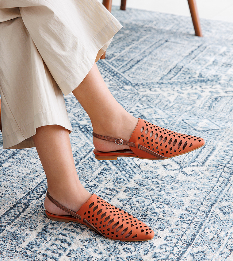 SHADAN Cut-Out Slingback Flats