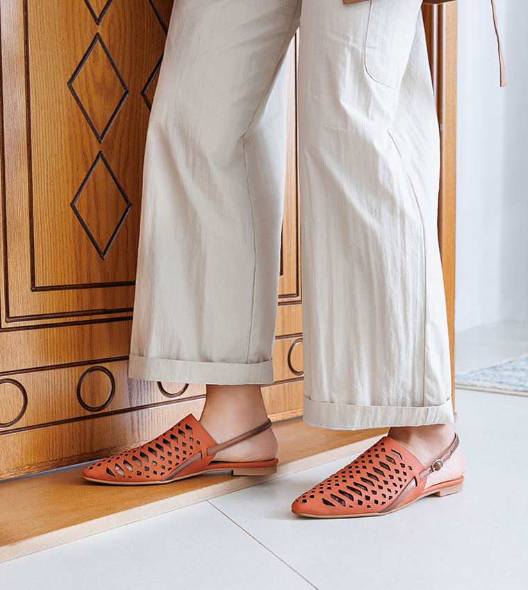 SHADAN Cut-Out Slingback Flats
