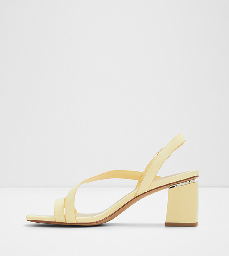 Buy Aldo SHENNA Ankle Strap Block Heel Sandals In Light Yellow