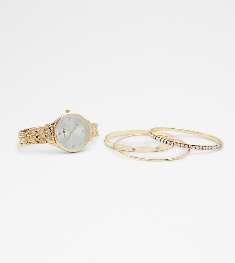 SIRAS Analog Watch and Embellished Bracelet Set