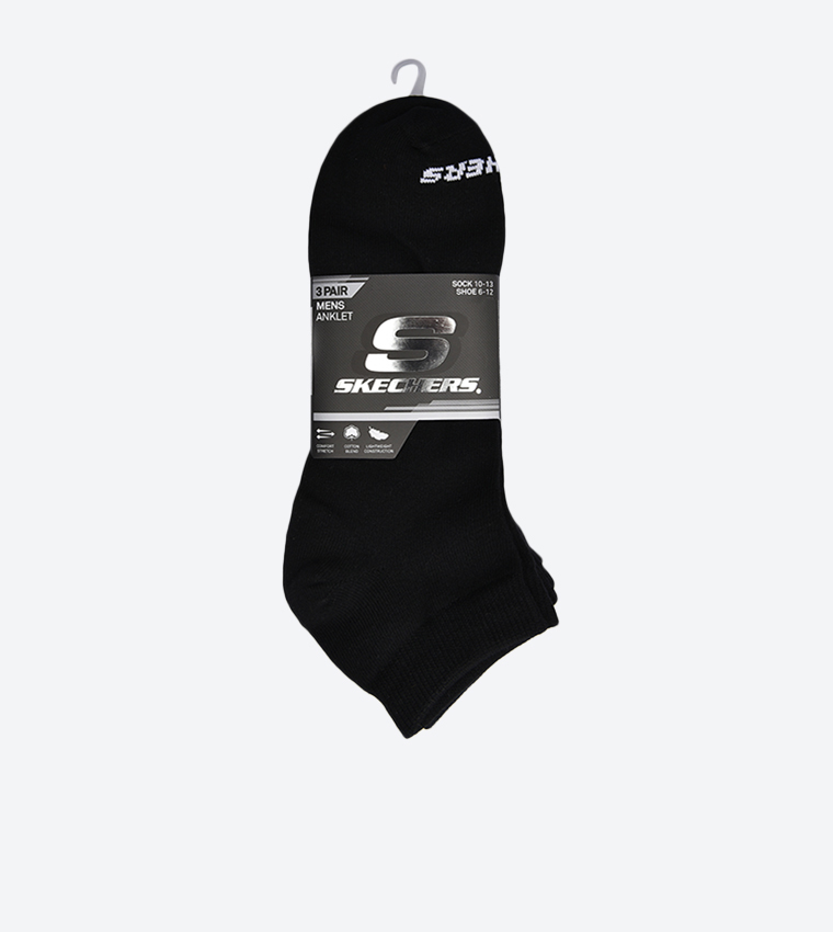 Quarter Crew Ankle Socks Set (3 Pcs) - Black - SKS110221-001 SKS110221-001