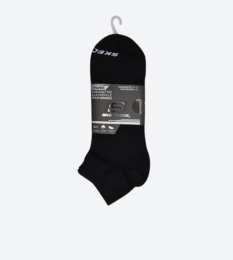 Quarter Crew Ankle Socks Set (3 Pcs) - Black - SKS110221-001 SKS110221-001