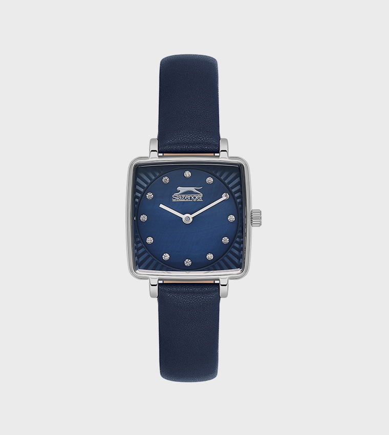 Blue Square Dial Analog Watch