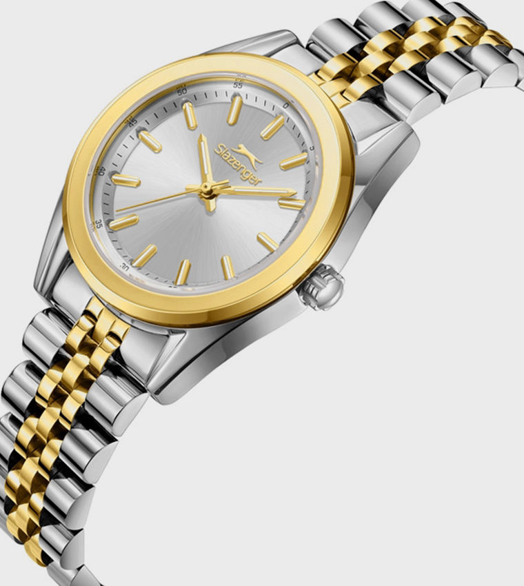 Silver Dial Analog Watch with Metal Strap