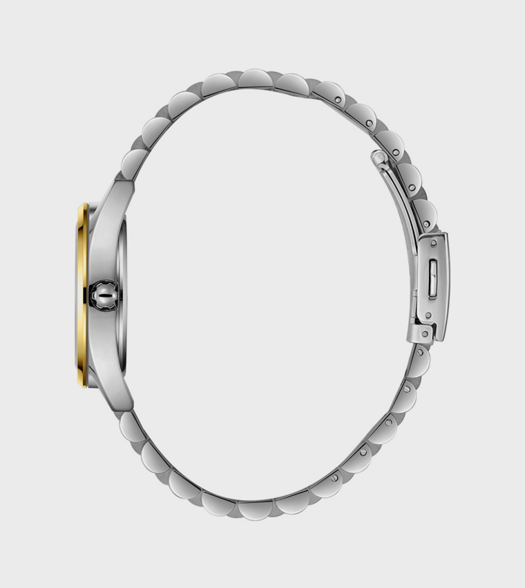 Silver Dial Analog Watch with Metal Strap