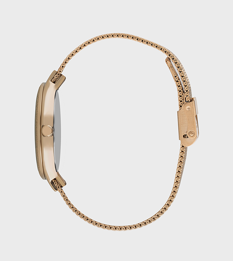 Round Dial Mesh Strap Analog Watch