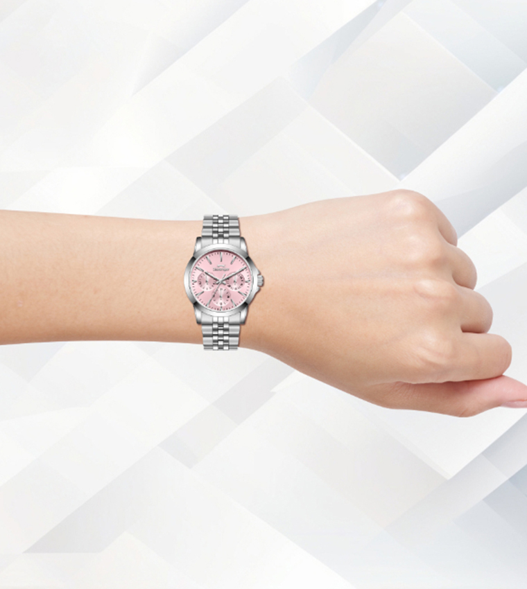 Pink Dial Multifunction Watch